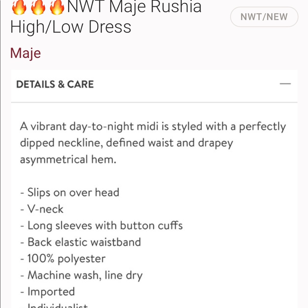 Maje Rushia High/Low Dress - Picture 4 of 5